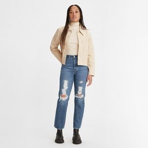 Levi’s Wedgie Straight Dark Wash Distressed Jeans NWT Size 29